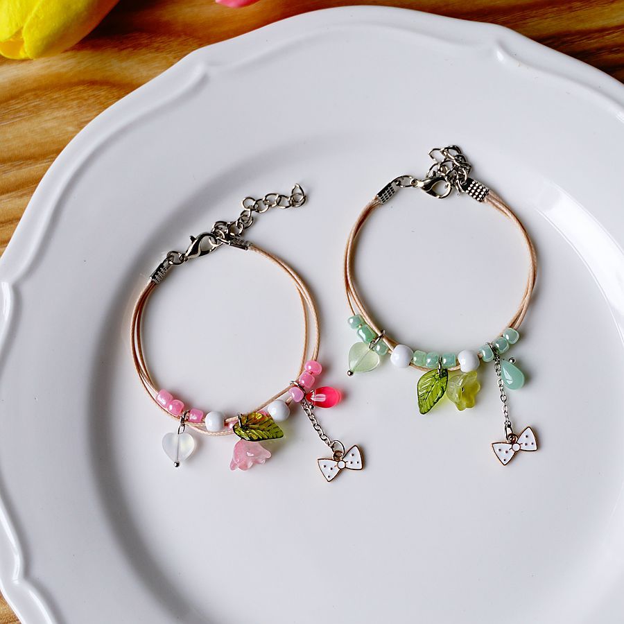 1 Piece Simple Style Heart Shape Flower Bow Knot Alloy rope Ceramic Beads Beaded Enamel Womenu0027S