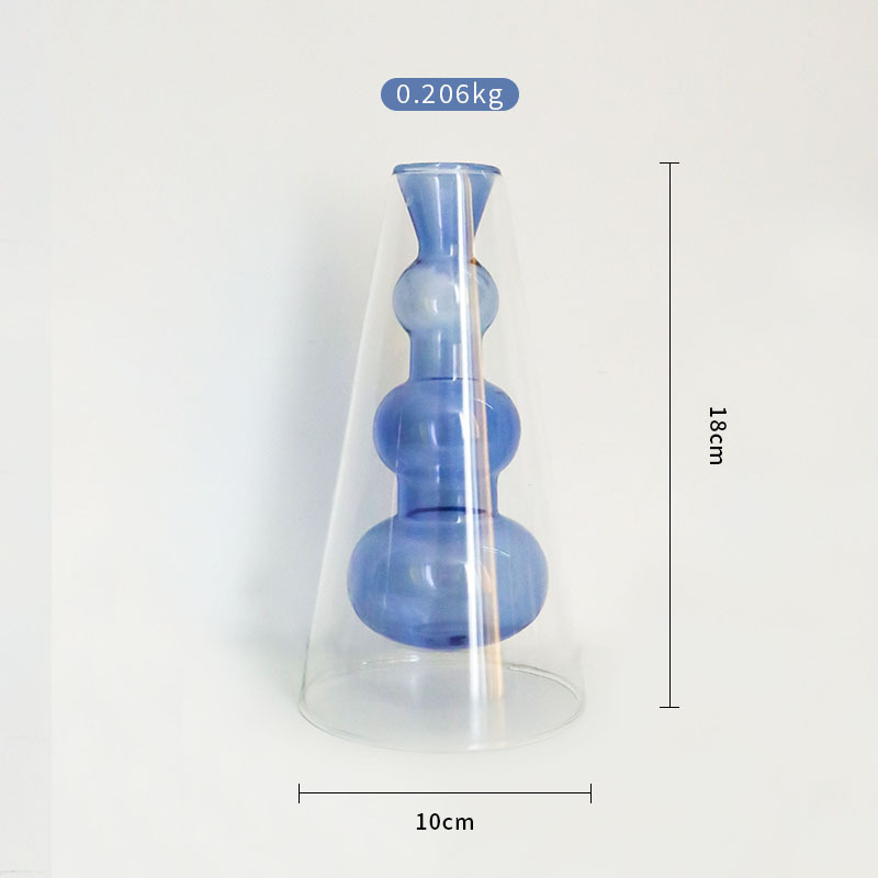 Nórdico simple doble capa colorido arreglo floral florero de vidrio sala de estar decoración escritorio creativo personalizado hidropónico decorativo florero