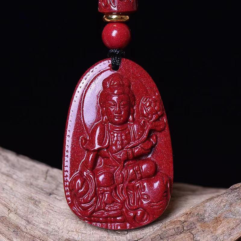 天然朱砂本命仏ペンダント普賢虚空蔵菩薩虎年本命年男女生肖守護神ペンダント|undefined