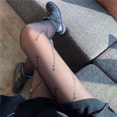 Black stockings for women in spring and summer thin anti-snag stockings summer black sexy fishnet bottoming pantyhose with letters Paris same style