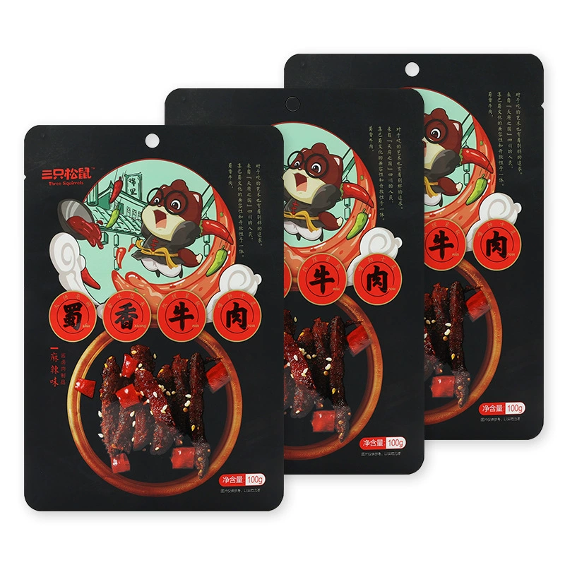 Три белки, Сычуаньская пряная говядина, 100 г/пакет, пряная вяленая говядина, индивидуально упакованные закуски, бесплатная доставка