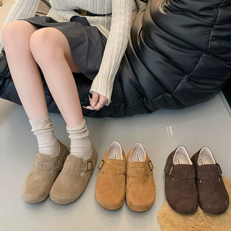 Кожаная пряжка с ботинками Birkenn 2024 новая зимняя мягкая подошва уродливая