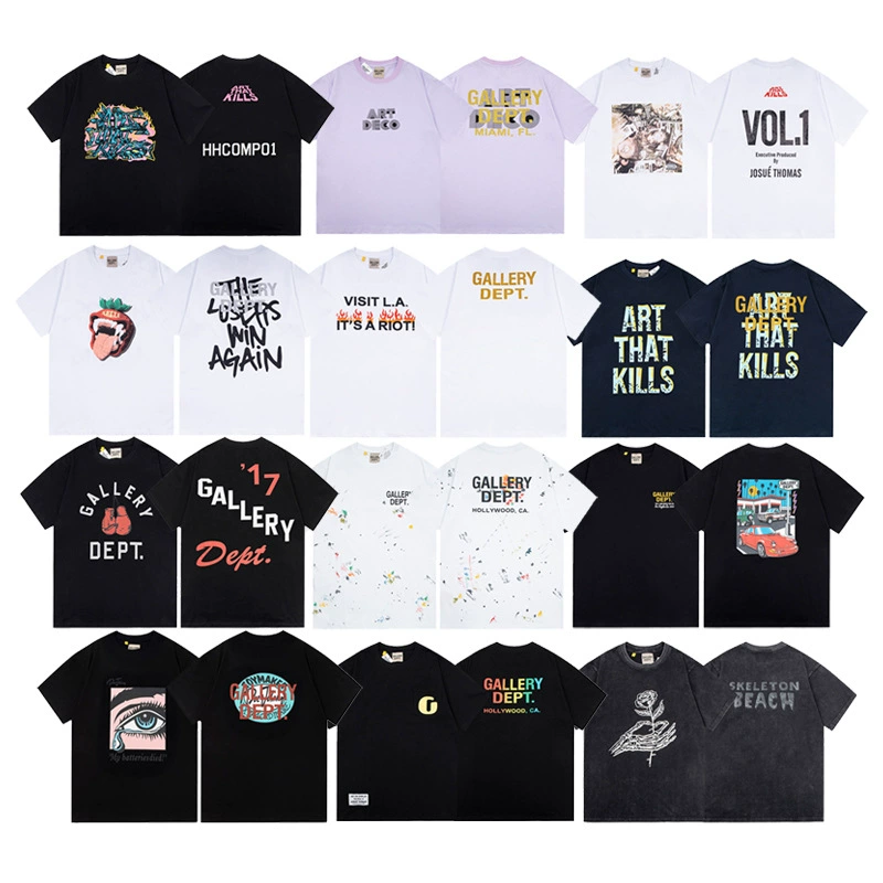 Gallery dept Американский прилив с короткими рукавами Vintage Летнее свободное ретро-старое платье футболка High Street