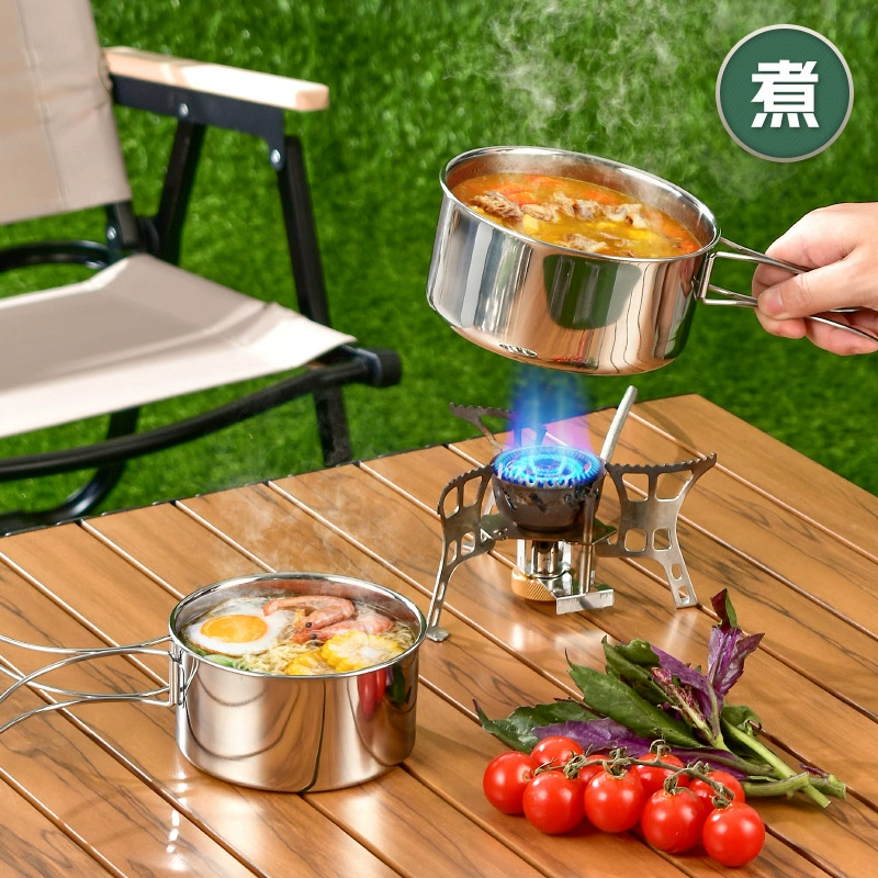 Handheld travel set stainless steel for camping, tableware