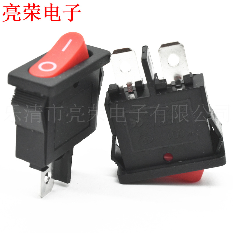 KCD1 9.5*21 红色超薄 两脚电源开关 2脚2档 翘板开关 6A250V