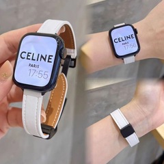 細款皮質蘋果手錶帶適用applewatchs9新款iwatch678se智能通用