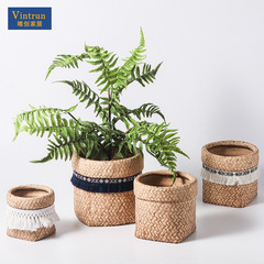Nordic planter cement antique-style burlap round cute minimalist literary personalized indoor Amazon ivy bonsai