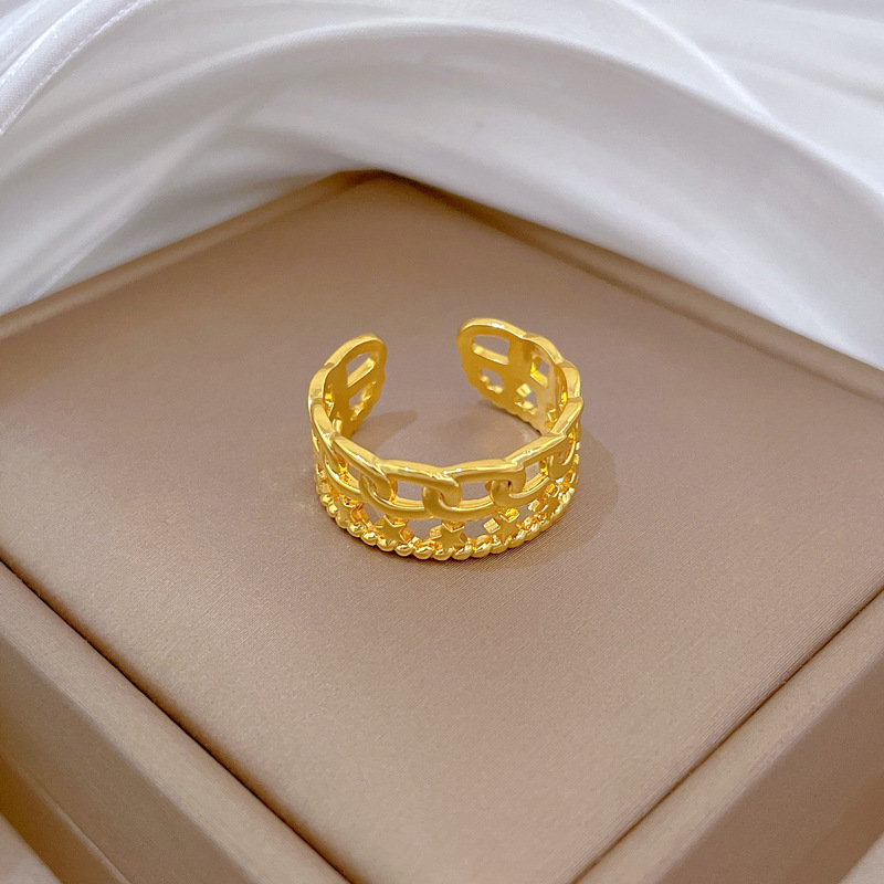 Anello minimalista con catena, regolabile, gioiello semplice, anello giapponese, anello di coppia_voghion.com