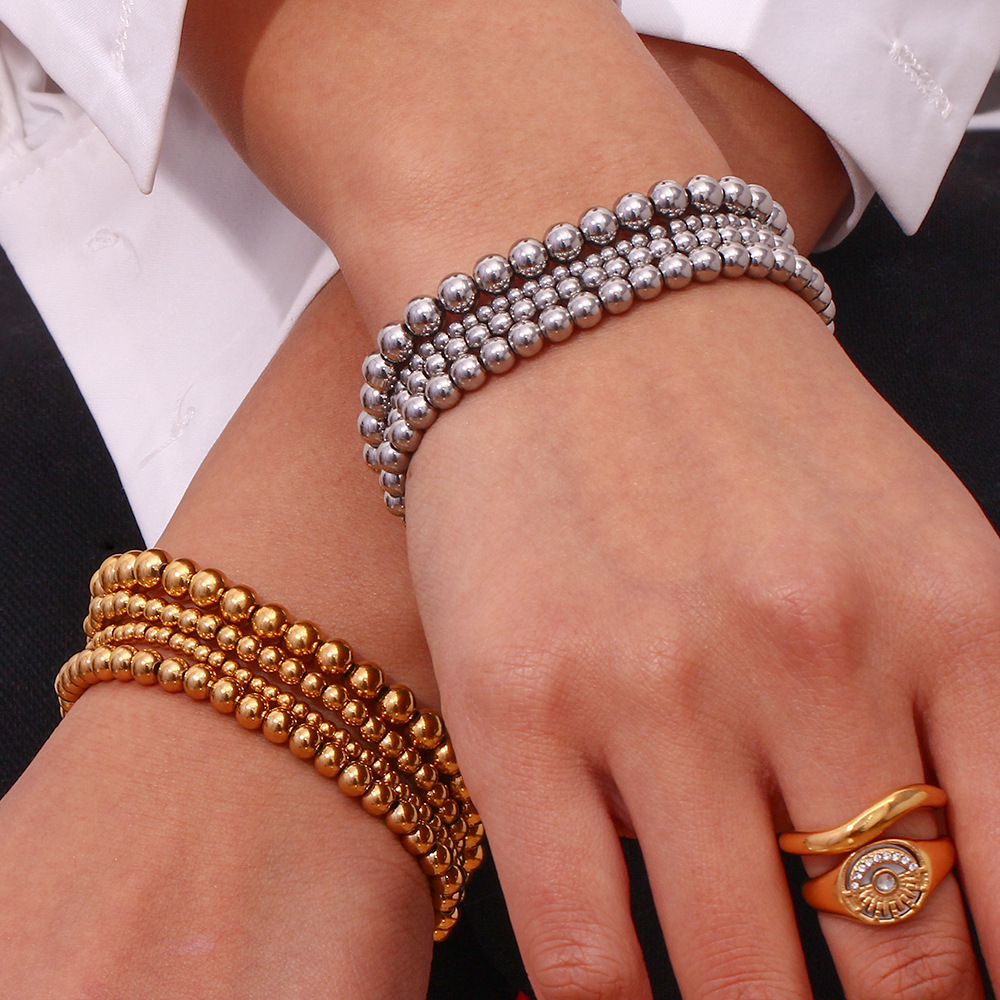 27g Weight Bracelets Classification 316L Stainless Steel Chain Material 1 Piece Quantity Anniversary, Party, Street Occasion 316L Stainless Steel Material Geometric Pattern Women's Gender Lady Style Waterproof Non Tarnish, Surgical Steel, Beaded, Plating Craft 316L Stainless Steel Geometric Waterproof Non Tarnish Surgical Steel Lady Bracelets For Women's 18