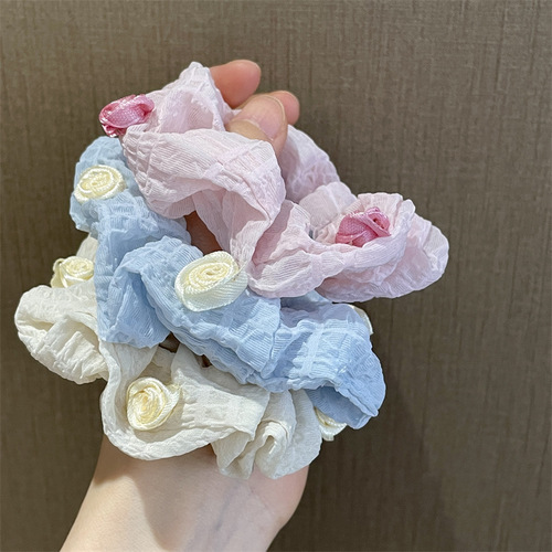 French girl rose hair rope sweet small hair ring elegant temperament hair rope large intestine ring Japanese and Korean hair accessories headdress