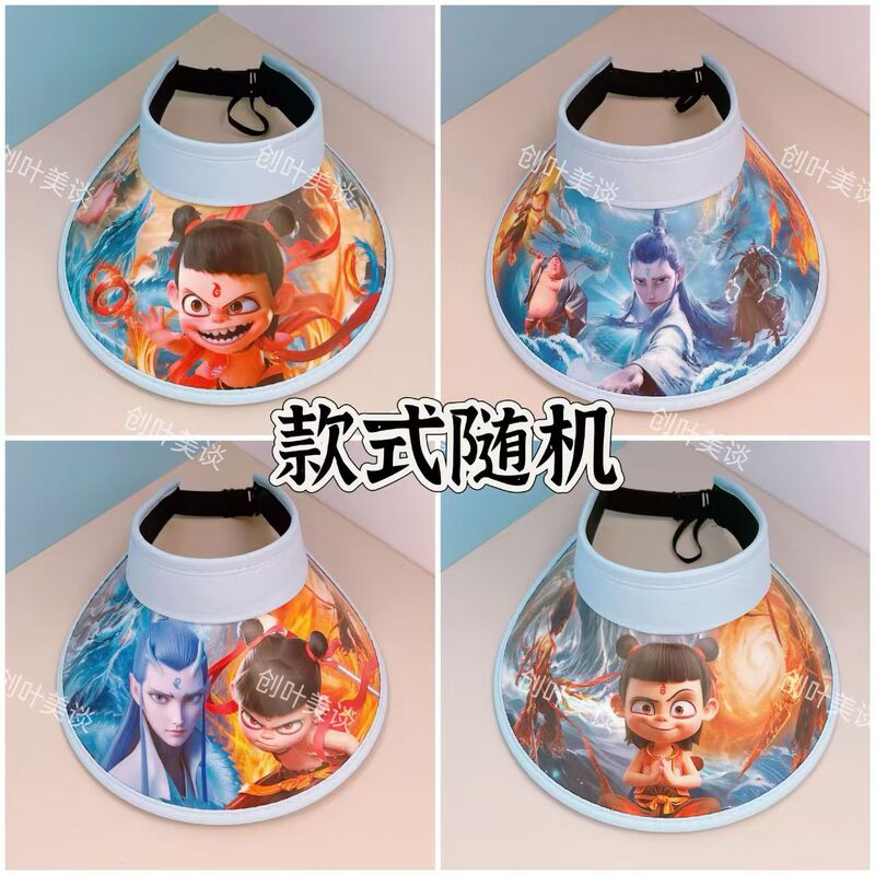 新しい 3D 子供用日よけ帽子抗 UV 屋外大きなつば空のトップ日よけ帽子漫画アニメーション日焼け止め帽子|undefined