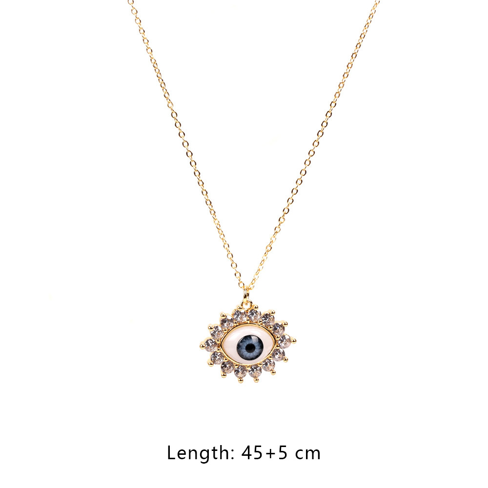 Fashion Demon Eyes Color Zircon Pendant Copper Necklace