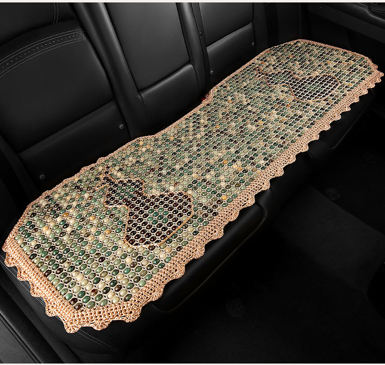 High-End Hand-Knitted Bodhi Car Seat Cushion Single-Seat Square Cushion Three-Piece Set for All Seasons Massage Beads Breathable Seat Cover