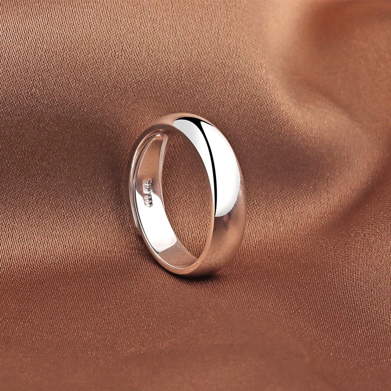 s999 Pure silver Glossy Plain Ring Couple Ring a Pair of Women and Men High-end simple Opening Non-discoloration sterling silver Rings