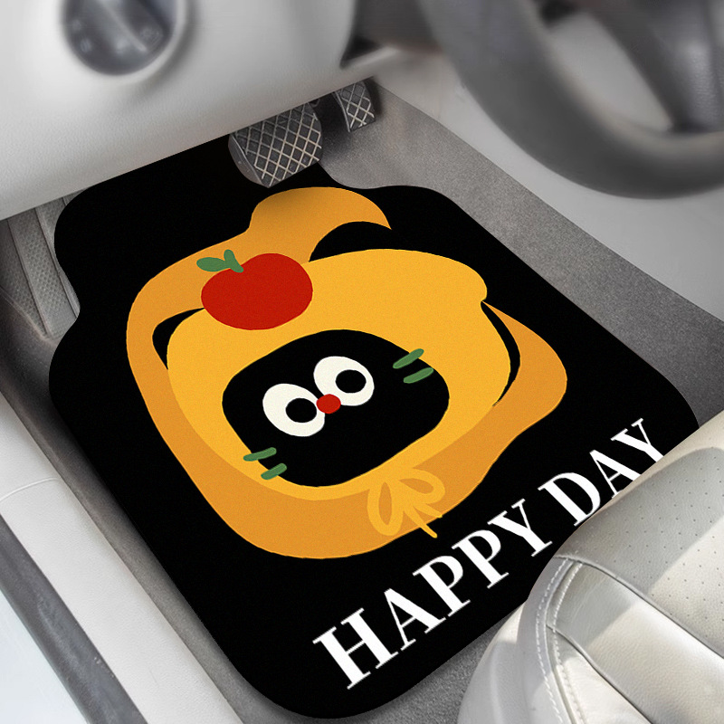 Cartoon Cute Car Floor Mats, Water-Absorbent and Easy to Care For, Diatomaceous Earth Foot Mats, Universal, Stain-Resistant, and Can Be Cut to Fit the Interior of the Car