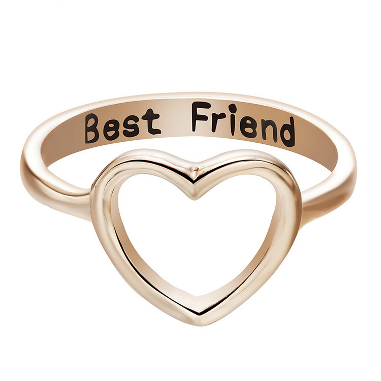 Wholesale Jewelry Simple Style Letter Heart Shape Alloy Plating Hollow Out Rings display picture 5