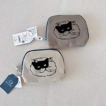 日本原單 kusuguru 刺綉面具貓零錢包 置物收納小包 紙巾包