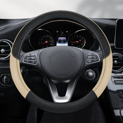 Steering wheel cover: Wheel Cover for All Seasons - embossed-black-rice-cross-border-high-quality-round-38cm