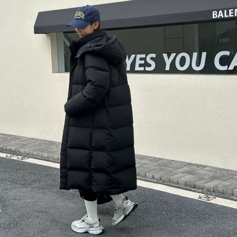 长款羽绒服男女冬季新款2024黑色超厚保暖过膝宽松中戏情侣款外套