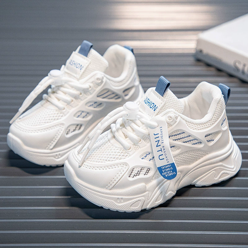 2025 Весна-Лето Новые Легкие Детские Кроссовки для Мальчиков Модные Мягкие Подошвы Белые Кроссовки для Девочек Повседневные Спортивные Кроссовки