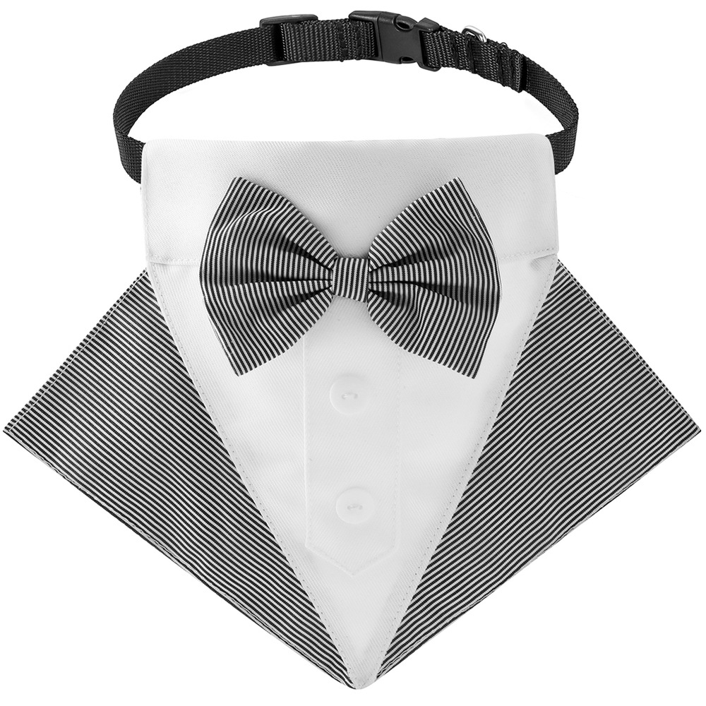 Ventas de fábrica transfronteriza nuevo estilo británico traje de boda collar de perro a rayas Toalla de saliva para mascotas Toalla de triángulo para perros