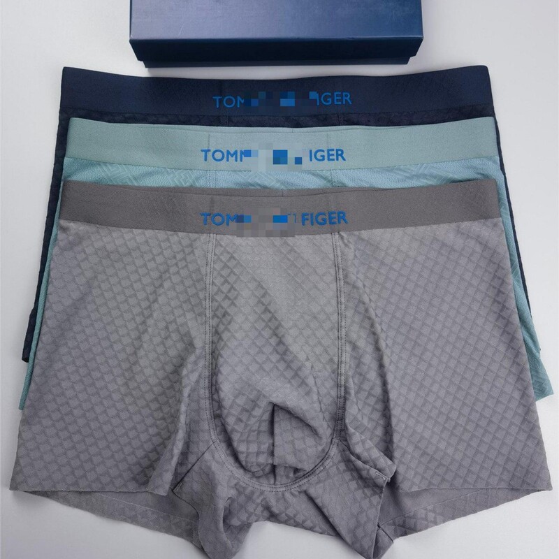 Cooling Tommy Plaid Modal Underwear, Comfortable and Breathable Crotch Briefs for Men, Summer Naked-Feel Men's Boxer Briefs