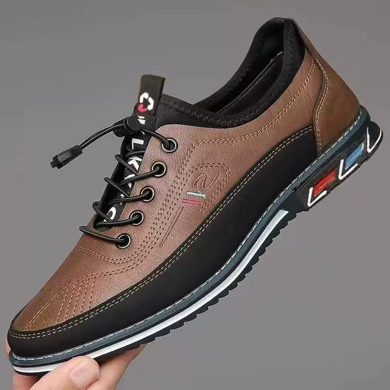 Мужская обувь большого размера трансграничная внешняя торговля простая мода повседневная мужская обувь вышитая легкая кожаная обувь мягкая подошва обувь мужская