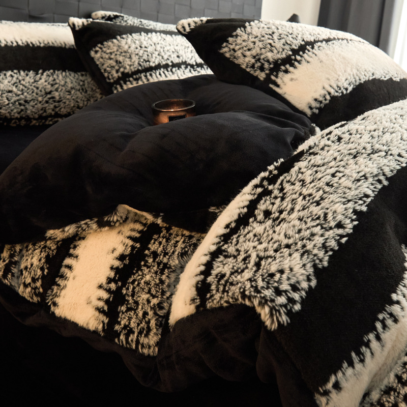 Leche de invierno de cuatro piezas de cama de invierno de coral de lana 2025 nueva cama de franela de ancho