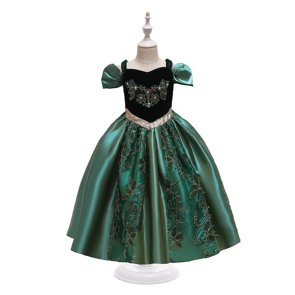 Vestido de princesa Anna y Elsa de Frozen 2 transfronterizo, vestido con tirantes, vestido de un solo hombro, vestido para niños, ropa infantil