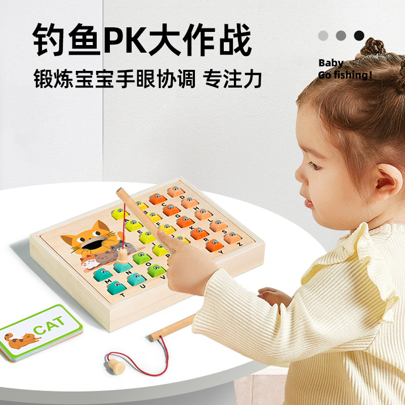 Children's magnetic cognitive teaching wooden fishes for early age…