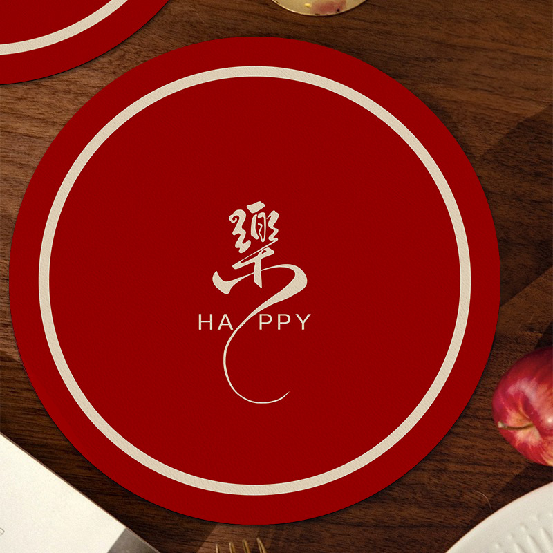 Posavasos festivos, boda roja, absorción de agua, aislamiento térmico, mantel chino de marea nacional, sentido avanzado, taza de té redonda, posavasos de café image 12