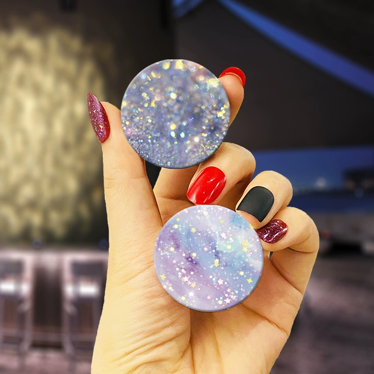 Pop socket phone airbag stand, transparent starry-sky design, foldable anti-fall support