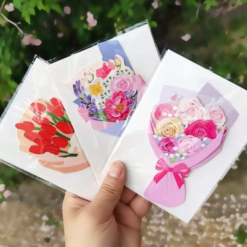 グリーティングカードの花束の新しいins花七夕教師の日のメッセージは、共通のバレンタインデーの手書きカードに感謝します|undefined