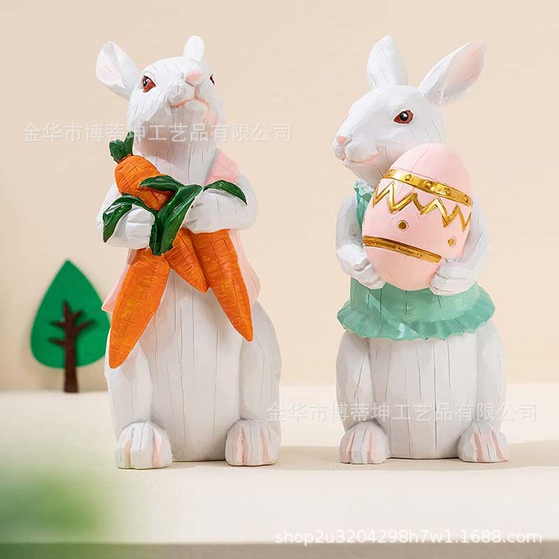 Easter Cute Resin Rabbit Decorative Ornaments Cartoon Statue Rabbit…