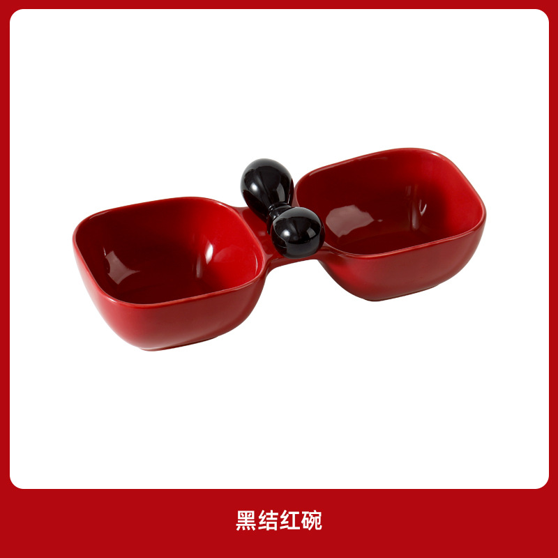 Cerámica cachorro tazón para gatos tazón para gatos tazón para mascotas tazón de agua tazón para bocadillos enlatados tazón doble en uno