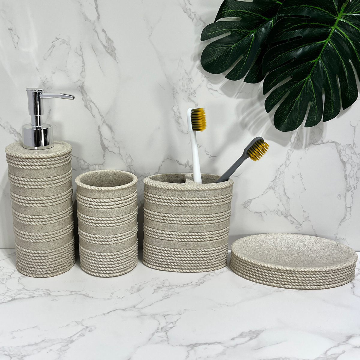 Arenisca imitación diseño simple de resina baño baño baño set de baño hotel cuatro piezas set de artículos de baño