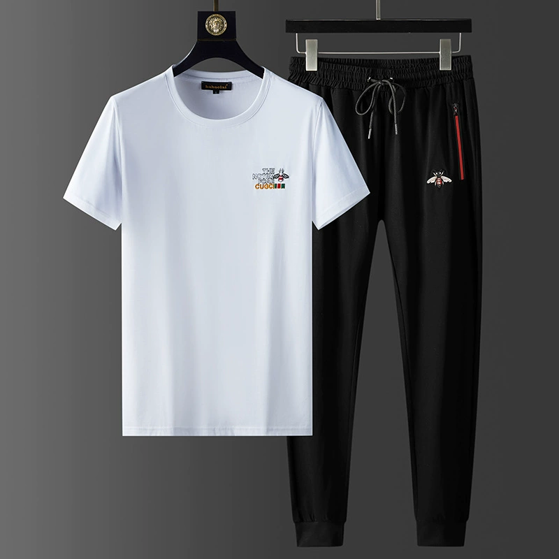 2024, новая летняя стильная мужская футболка с круглым вырезом и вышивкой «Маленькая пчелка», модная брендовая мужская одежда с короткими рукавами и горячими бриллиантами