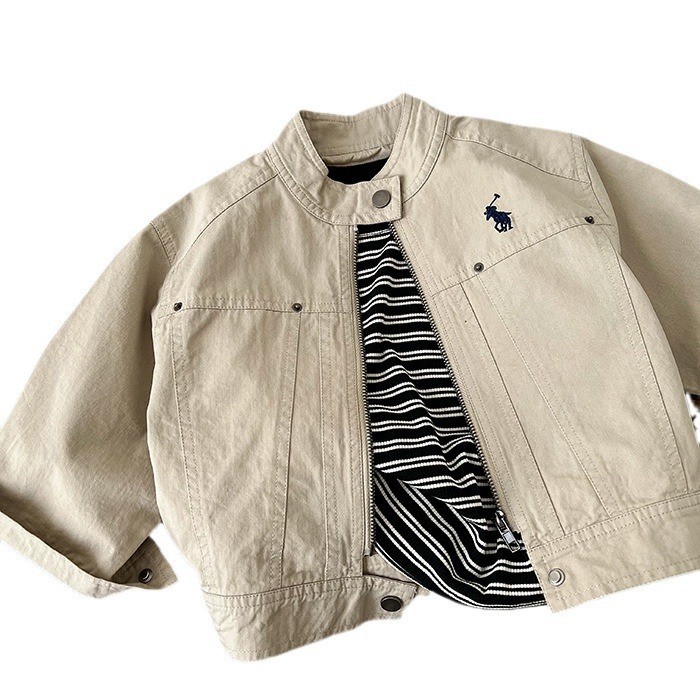 Chaqueta infantil estrella redonda otoño ropa de niños para hombres y mujeres nueva chaqueta de moda bebé camisa con cremallera chaqueta coreana