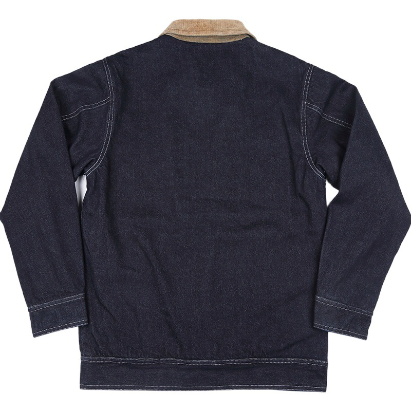 OKONKWO chaqueta vaquera de color primario para hombre engrosada chaqueta de pana de cuadros multi-bolsa chaqueta de rayas