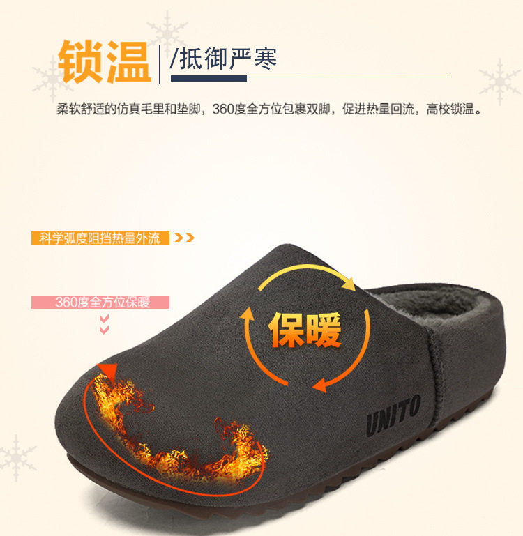 Dép bông nam đi trong nhà đế dày chống trượt giữ ấm mùa thu đông — màu cà phê, màu kaki, màu xám chi tiết 11