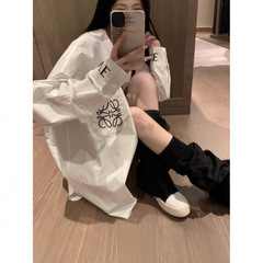 25早春新款潮牌刺绣字母白衬衫时尚休闲宽松刺绣百搭气质春秋上衣