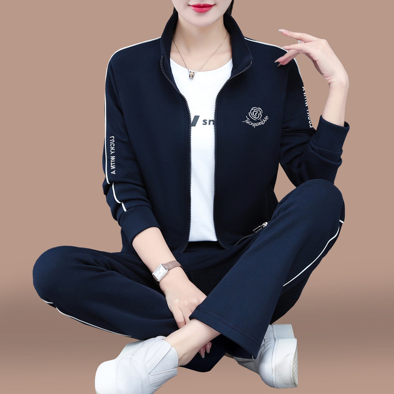 立领外套运动套装女2025新款春秋中年妈妈时髦洋气宽松休闲两件套|undefined