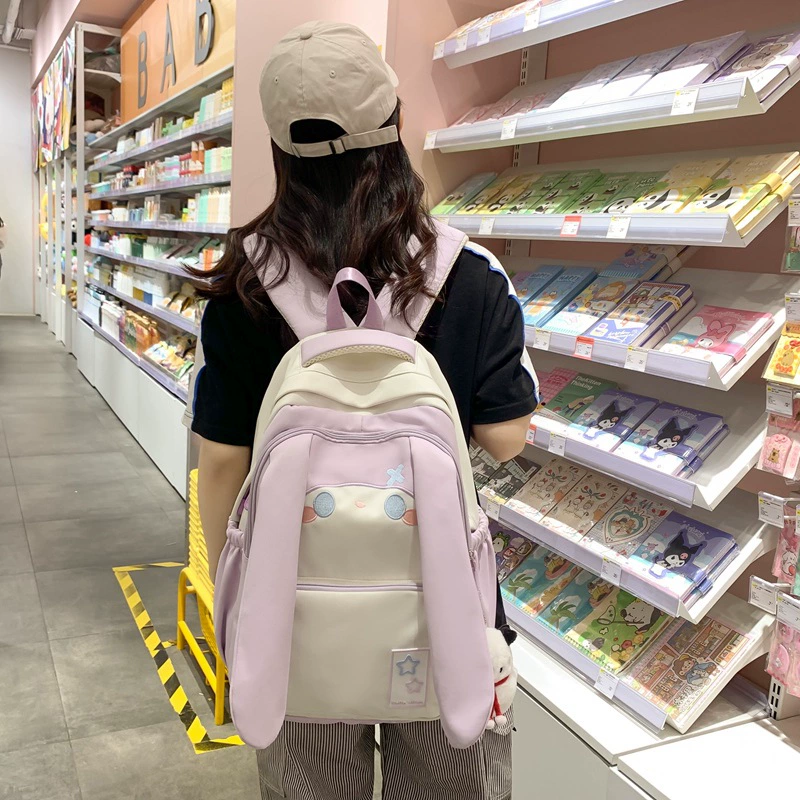 Rabbit, backpack, capacious shoulder bag for students, for secondary school