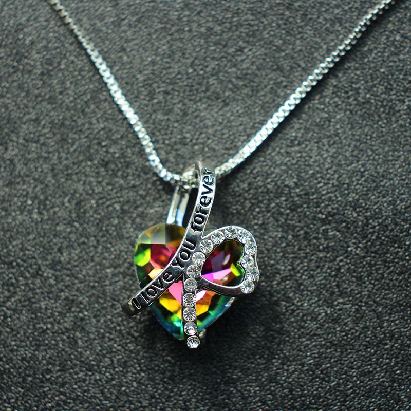 Fashion Heart Shape Alloy Inlay Rhinestones Womenu0027S Pendant Necklace 1 Piece