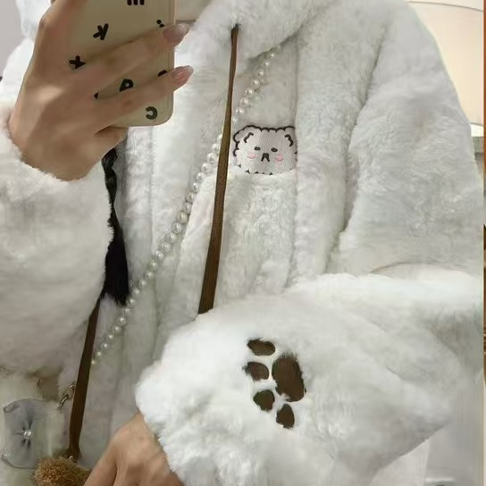 (2개) 친환경 재킷 두꺼운 느슨한 지퍼 가을과 겨울 캐시미어