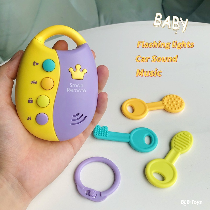 Música transfronteriza llaves de automóviles sonoras y luces juguetes infantiles de mano control remoto de luces juguetes infantiles