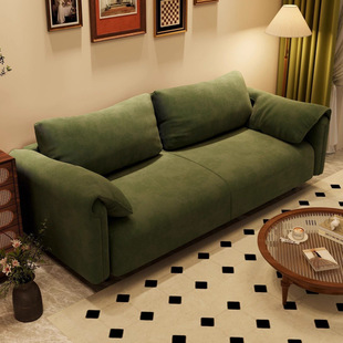 Solid Wood Sofa for Living Room, Small Apartment Rental, Double or Three-Seater, Cream Style, Straight Row, Bedroom, Elephant Ear Large Sofa