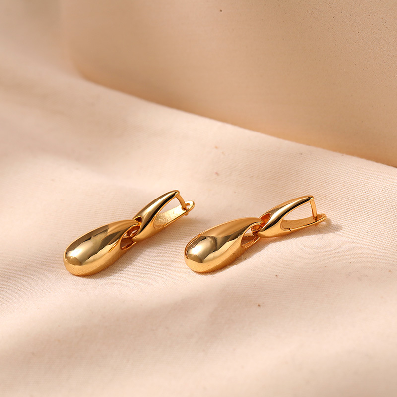 1 Pair Lady Water Droplets Plating Copper Drop Earrings display picture 2