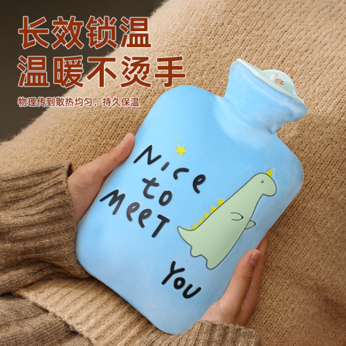 Winter new water-filled hot water bottle cartoon cute student hand warmer cute plush cover explosion-proof hot water bottle wholesale