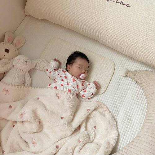 ins Korean baby blanket spring autumn winter kindergarten small quilt newborn baby blanket nap embroidered velvet blanket
